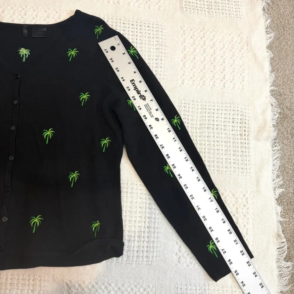 Etoile large embroidered palm tree cardigan sweater top SP 2758